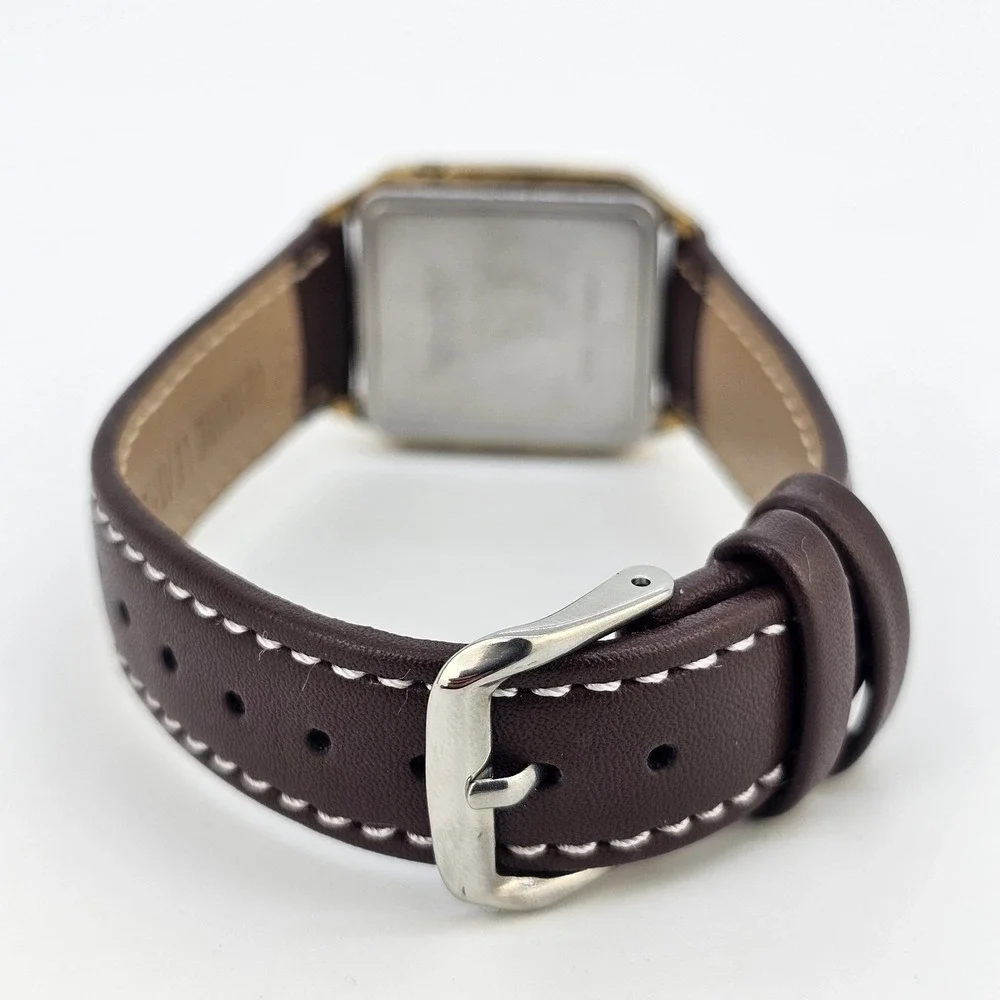 VTG‎ Timex Illusion Digital Men Watch 28MM New Brown Leather Bands New Battery